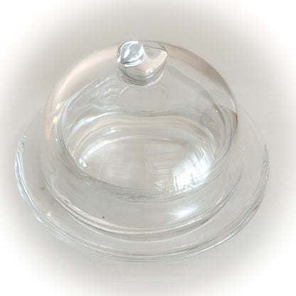 Butterglas mit Vogelgriff "Vogelgruß" aus Glas, 9 cm, von Clayre & Eef, dekorative Schale mit Vogelmotiv und Griff