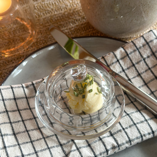 Butterglas mit Vogelgriff "Vogelgruß" Glas 9cm - Wohnen auf dem Land