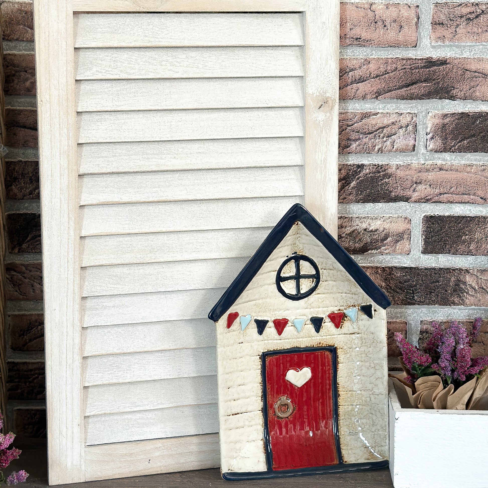 Keramikschale "Beach Cottage" von Clayre & Eef in Beige, maritime Dekoration, handgefertigt, mit Meeresmotiven, dekoratives Wohnaccessoire