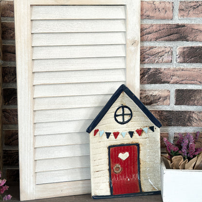 Keramikschale "Beach Cottage" von Clayre & Eef in Beige, maritime Dekoration, handgefertigt, mit Meeresmotiven, dekoratives Wohnaccessoire