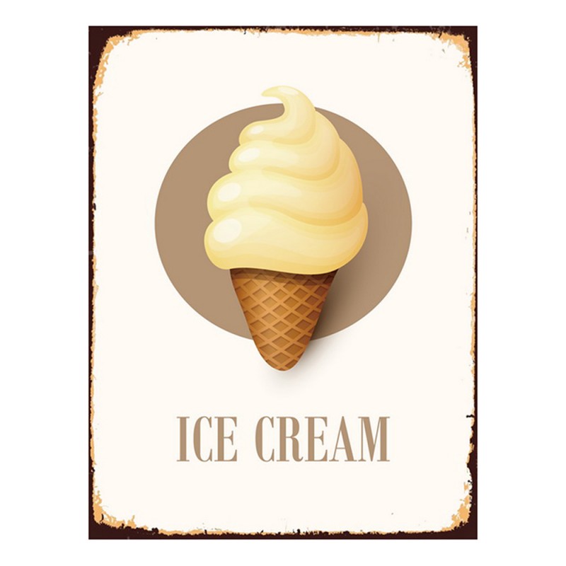 Retro Metall-Schild "Ice Cream" von Clayre & Eef, Vintage Design, dekoratives Schild im Retro-Stil mit Eisdessert-Motiv