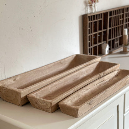 Schale Trog "Molle" Holz länglich 3er Set - Wohnen auf dem Land