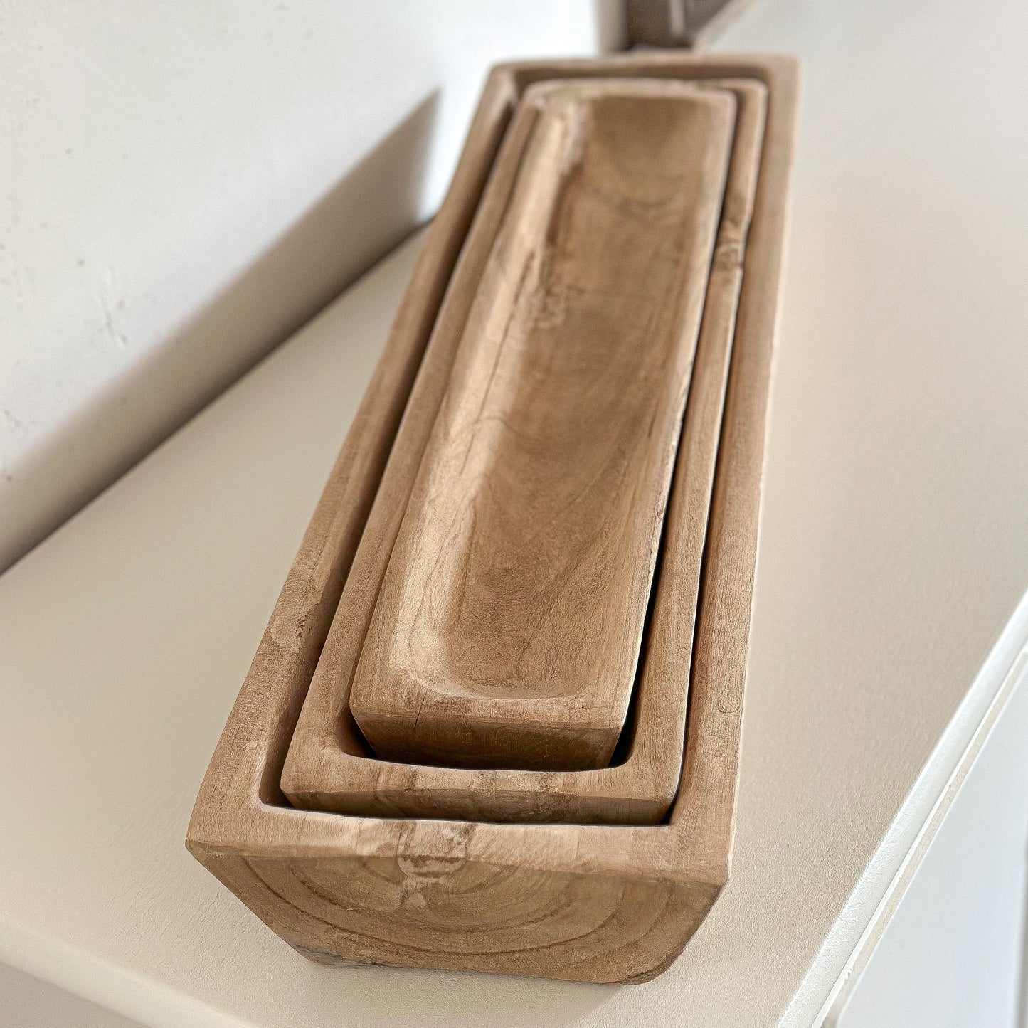 Schale Trog "Molle" Holz länglich 3er Set - Wohnen auf dem Land