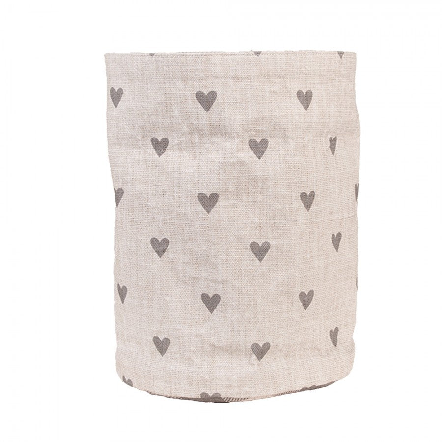 Brotkorb "Landzauber" Rund Karo Herzen Beige Grau - Wohnen auf dem Land