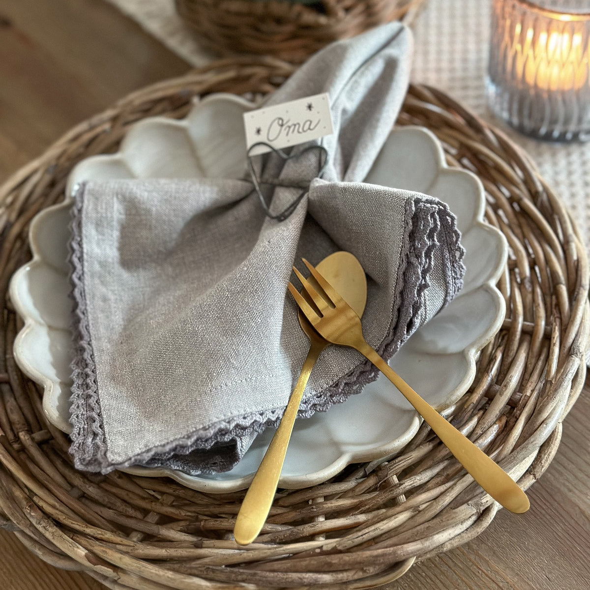 Servietten Stoff 2er Pack Grau