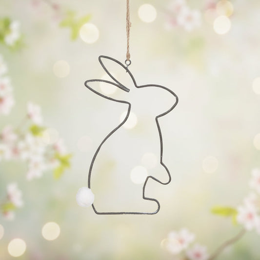 Anhänger Metall "Puschelhase" Zink grau - Wohnen auf dem Land