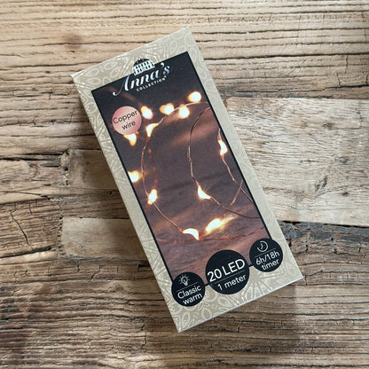 Copper Glow Lichterkette mit 20 LED und 1 m Kupferdraht