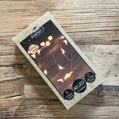 Copper Glow Lichterkette mit 40 LED und 2 m Kupferdraht