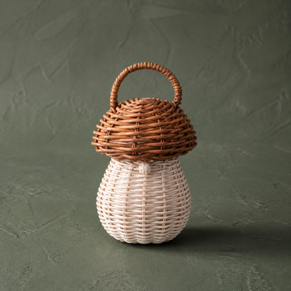 Deko Pilz "Mushroom" Rattan Natur Klein 11cm – 01 freisteller