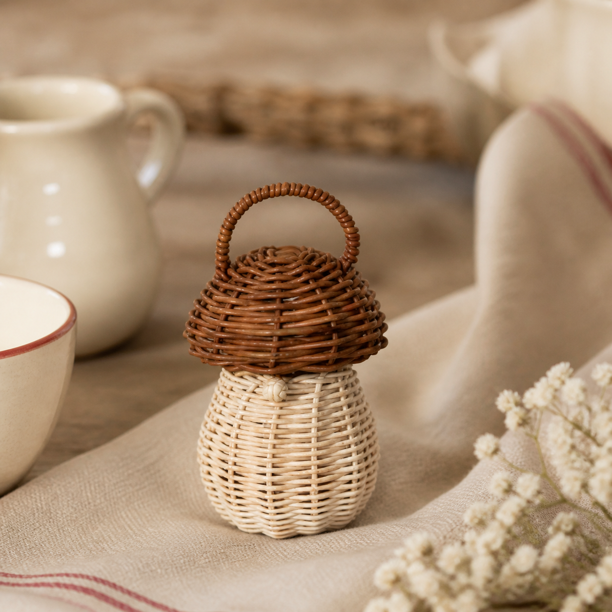 Deko Pilz "Mushroom" Rattan Natur Klein 11cm – 02 ambiente nah