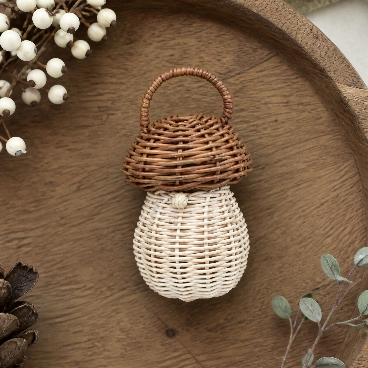 Deko Pilz "Mushroom" Rattan Natur Klein 11cm – 03 ambiente draufsicht