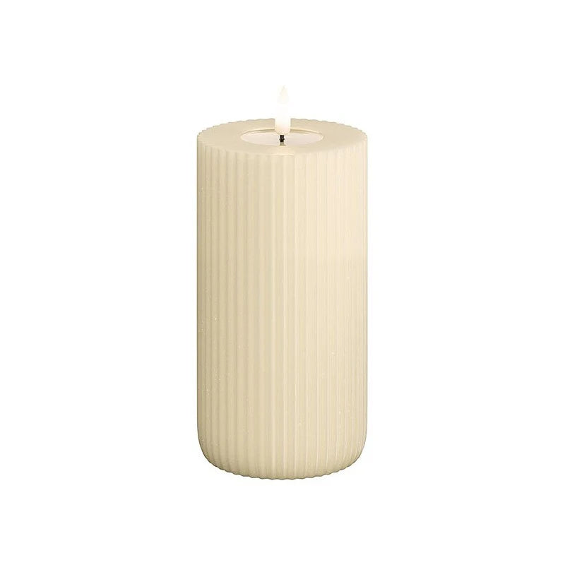 LED Stumpenkerze "Shape" Rillen Creme 8 x 10/12,5/15cm - Wohnen auf dem Land