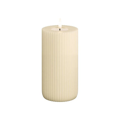 LED Stumpenkerze "Shape" Rillen Creme 8 x 10/12,5/15cm - Wohnen auf dem Land