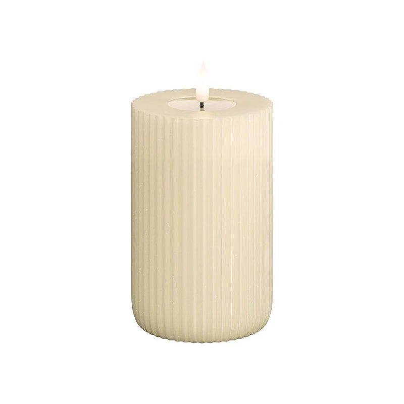 LED Stumpenkerze "Shape" Rillen Creme 8 x 10/12,5/15cm - Wohnen auf dem Land
