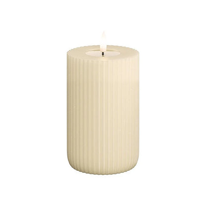LED Stumpenkerze "Shape" Rillen Creme 8 x 10/12,5/15cm - Wohnen auf dem Land