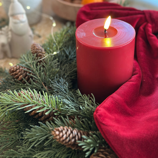 LED Stumpenkerze Bordeaux 10 x 15cm - Wohnen auf dem Land