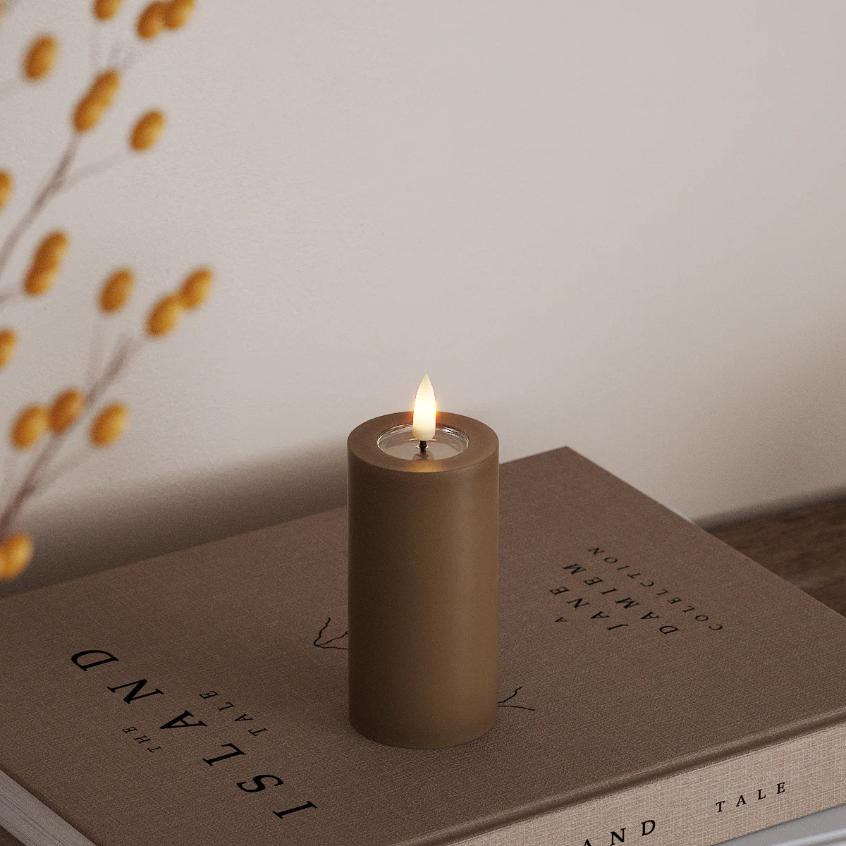 LED Stumpenkerze Braun 5 x 10cm - Wohnen auf dem Land