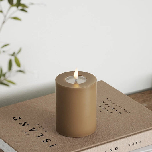 LED Stumpenkerze Braun 7,5 x 10cm - Wohnen auf dem Land