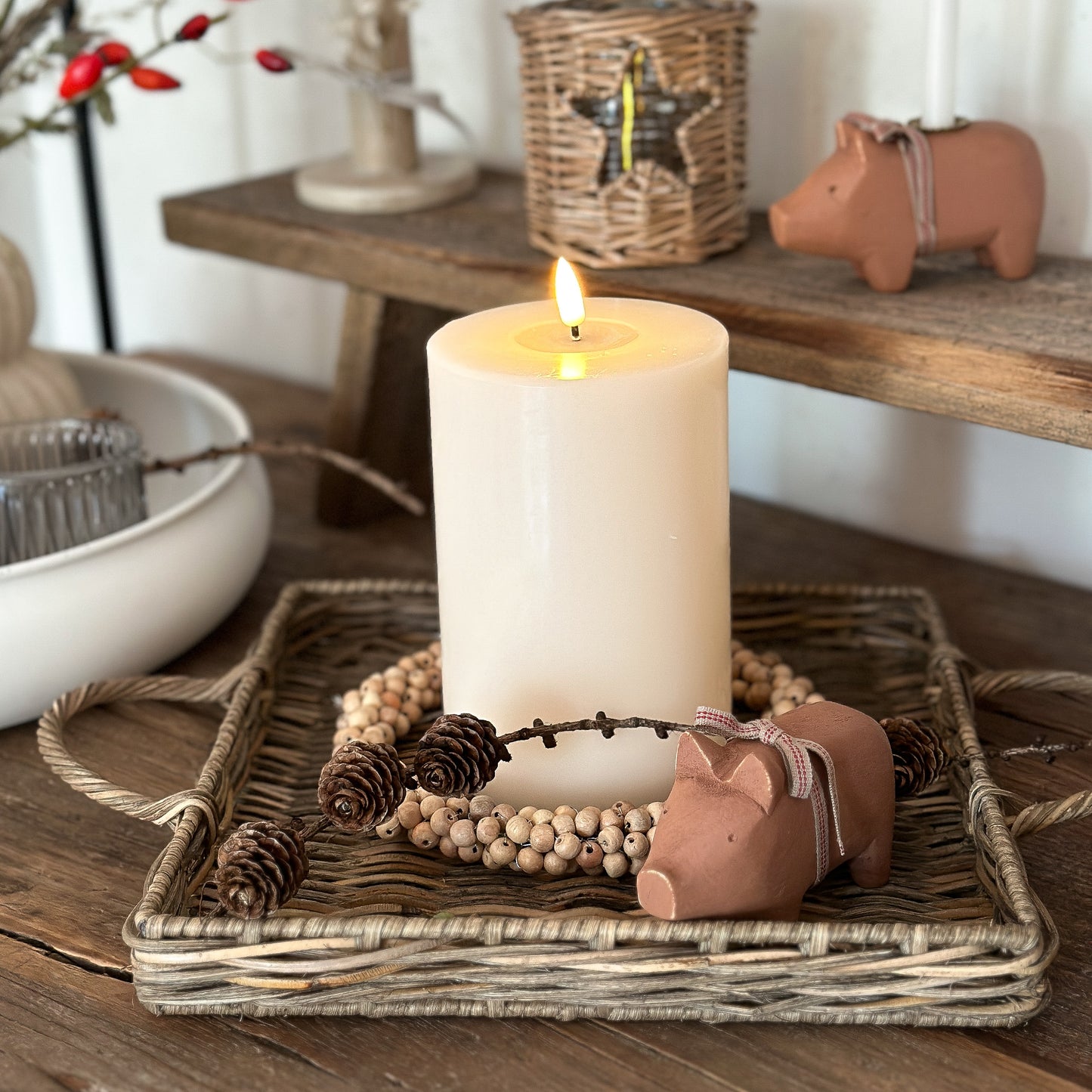 LED Stumpenkerze Creme 10 x 15cm - Wohnen auf dem Land