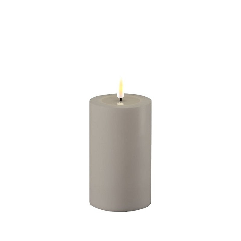 LED Stumpenkerze Outdoor Grau 7,5 x 12,5cm - Wohnen auf dem Land