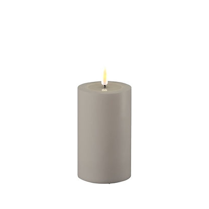 LED Stumpenkerze Outdoor Grau 7,5 x 12,5cm - Wohnen auf dem Land