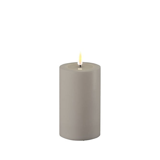 LED Stumpenkerze Outdoor Grau 7,5 x 12,5cm - Wohnen auf dem Land