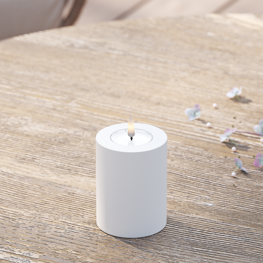 LED Stumpenkerze Outdoor Weiß 7,5 x 10cm - Wohnen auf dem Land