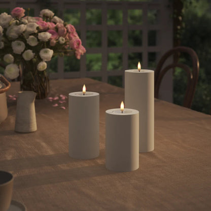 LED Stumpenkerze Outdoor Weiß 7,5 x 12,5cm - Wohnen auf dem Land