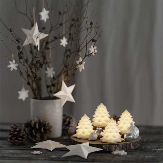 LED Tannenbaum "Hvid Juletræer" Weiß 7cm 4er Set - Wohnen auf dem Land