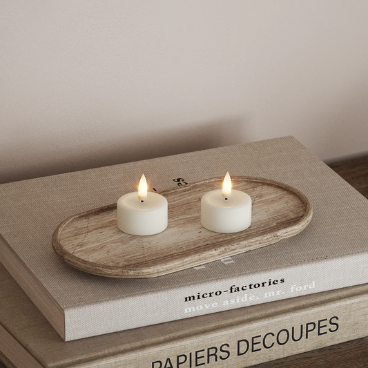 LED Teelichter Weiß 4,2cm 2er Set - Wohnen auf dem Land