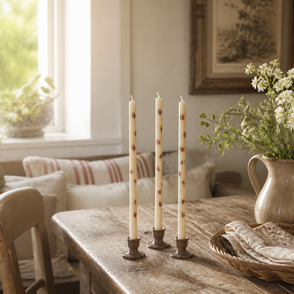 Dünne hohe Kerzen "Eichel" Stearin 20cm 3er Set – 04 ambiente weit