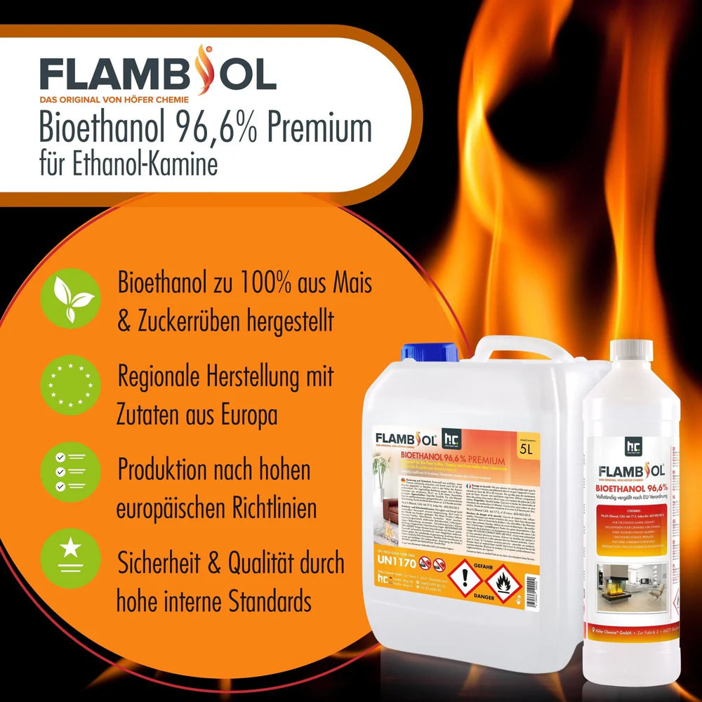 FLAMBIOL Bioethanol 96,6% Premium Qualitätsangaben