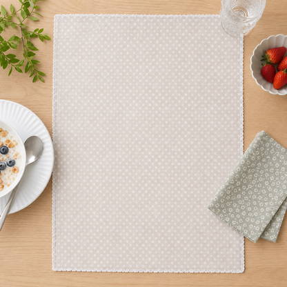 Geschirrtuch "Dotty" Beige Punkte Baumwolle 70cm – 03 ambiente draufsicht