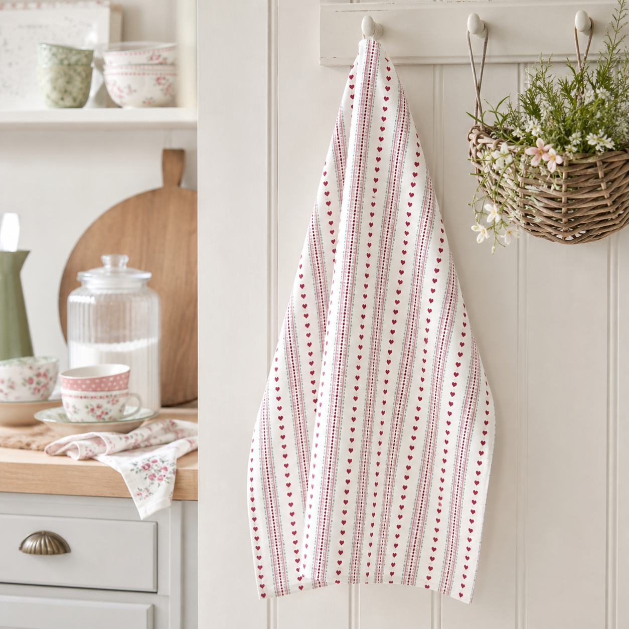 Geschirrtuch "Esther" Rot Herzen Baumwolle 70cm – 04 ambiente weit