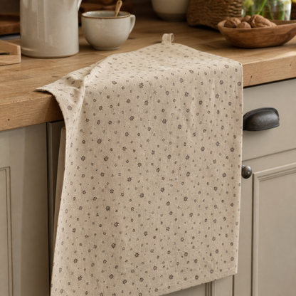 Geschirrtuch "Leaf" Natur mit Blättern und Eicheln 70cm – 02 ambiente nah