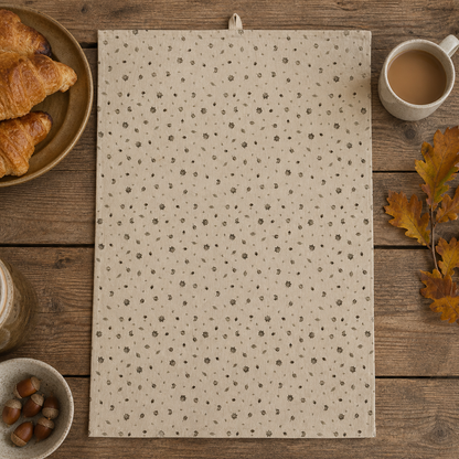 Geschirrtuch "Leaf" Natur mit Blättern und Eicheln 70cm – 03 ambiente draufsicht