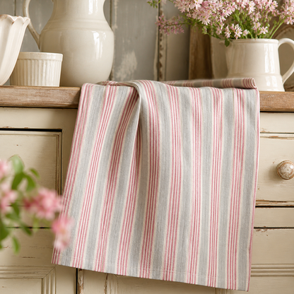 Geschirrtuch "Nora" Rot gestreift Baumwolle 70cm – 02 ambiente nah