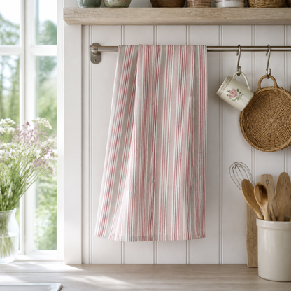 Geschirrtuch "Nora" Rot gestreift Baumwolle 70cm – 04 ambiente weit