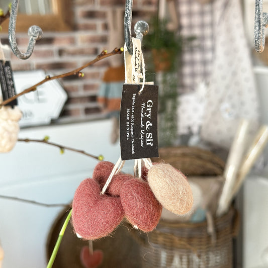 Anhänger Herzen "Dusty Red" Filz 6er Set - Wohnen auf dem Land