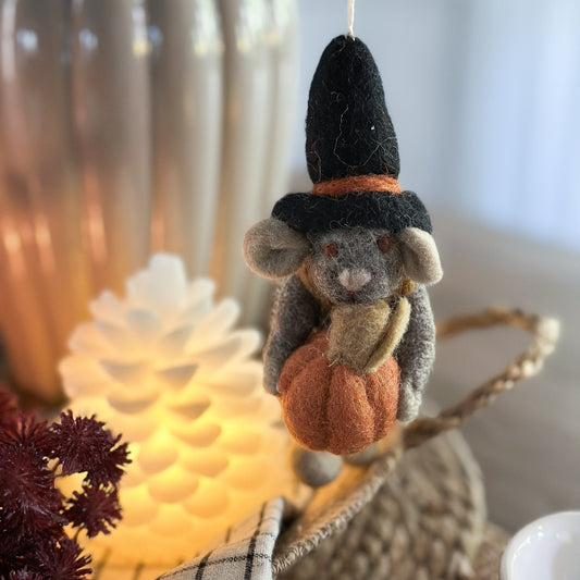 Anhänger Maus "Pumpkin" Filz klein 12cm - Wohnen auf dem Land