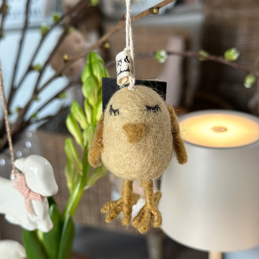 Anhänger Vogel "Chicken Dreamer" Filz 6cm - Wohnen auf dem Land