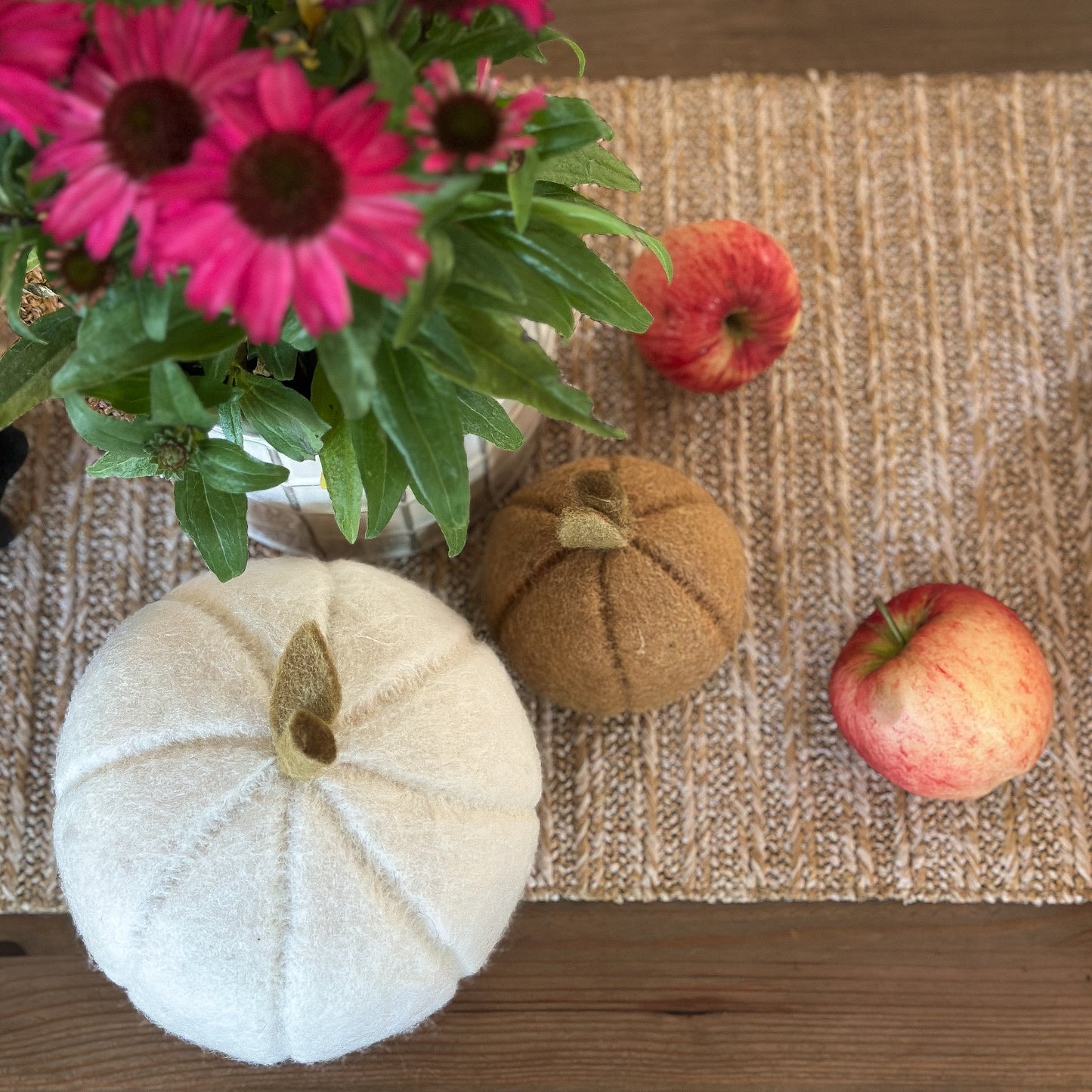 Kürbis "White" Filz Weiß 12cm - Wohnen auf dem Land