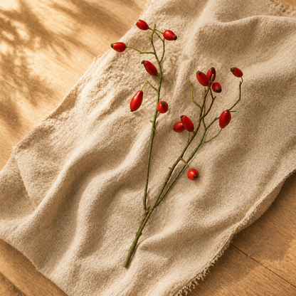 Hagebuttenzweig „Herbstpoesie“ künstlich Rot 46cm – 03 ambiente draufsicht