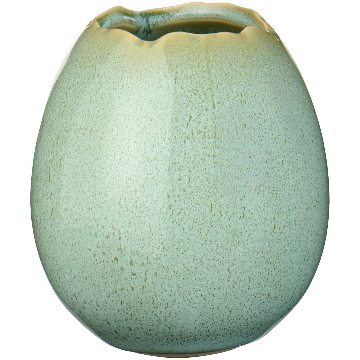 Große IB Laursen Blumenvase Eiform "Bloom" aus glasiertem Keramik in cremefarben, mit 3 Farbtönen, modern und stilvoll