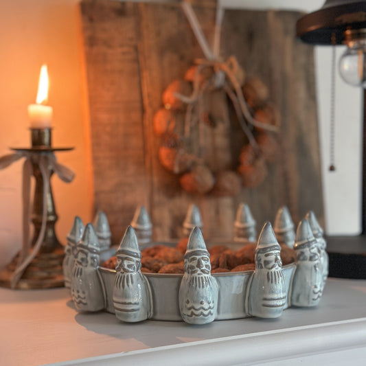 Wichtelschale für Dekoration Keramik glasiert vintage weiß 23,5cm - Wohnen auf dem Land