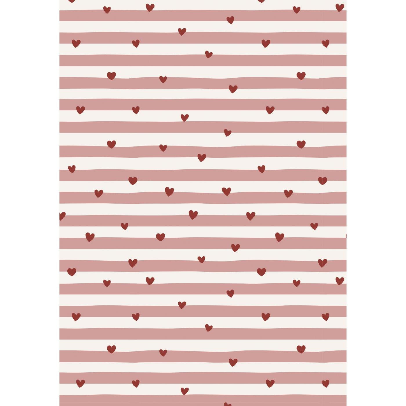 Papierrolle Geschenkpapier "Rote Herzen - Rosa Streifen" 5 m/Rolle - Wohnen auf dem Land