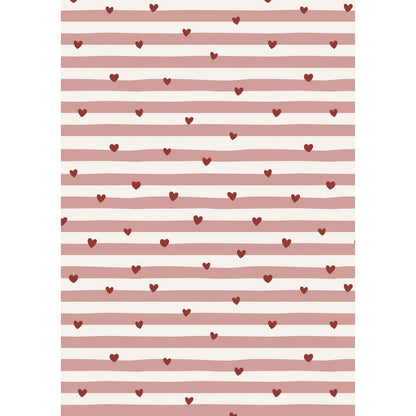 Papierrolle Geschenkpapier "Rote Herzen - Rosa Streifen" 5 m/Rolle - Wohnen auf dem Land