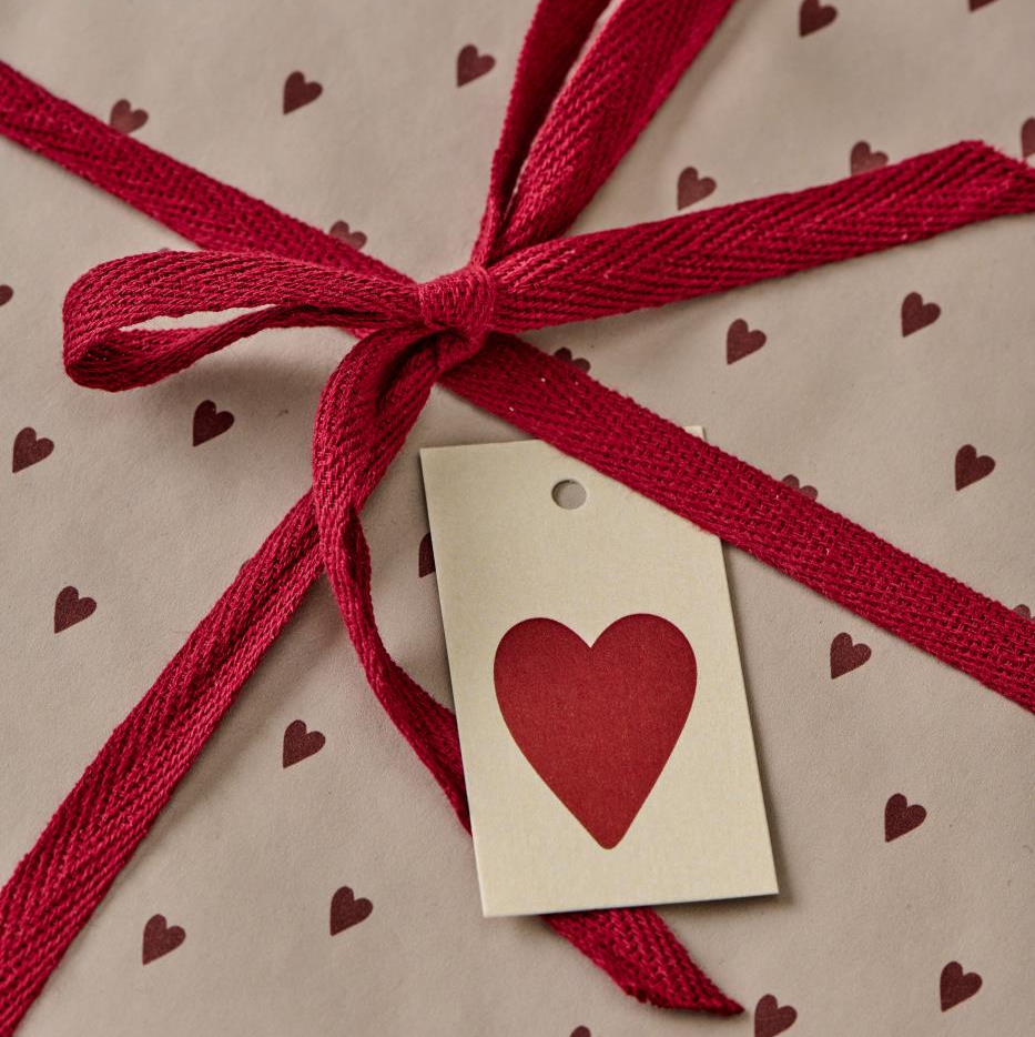 Papierrolle "Rote Herzen" 5 m/Rolle - Wohnen auf dem Land