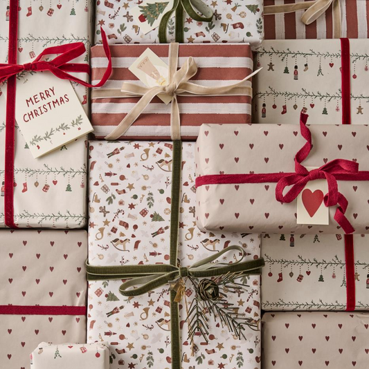 Papierrolle "Rote Herzen" 5 m/Rolle - Wohnen auf dem Land