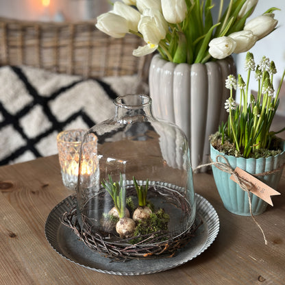 Translucent glass cloche for candles "Mila" by IB Laursen, 17cm tall decorative glass cover.